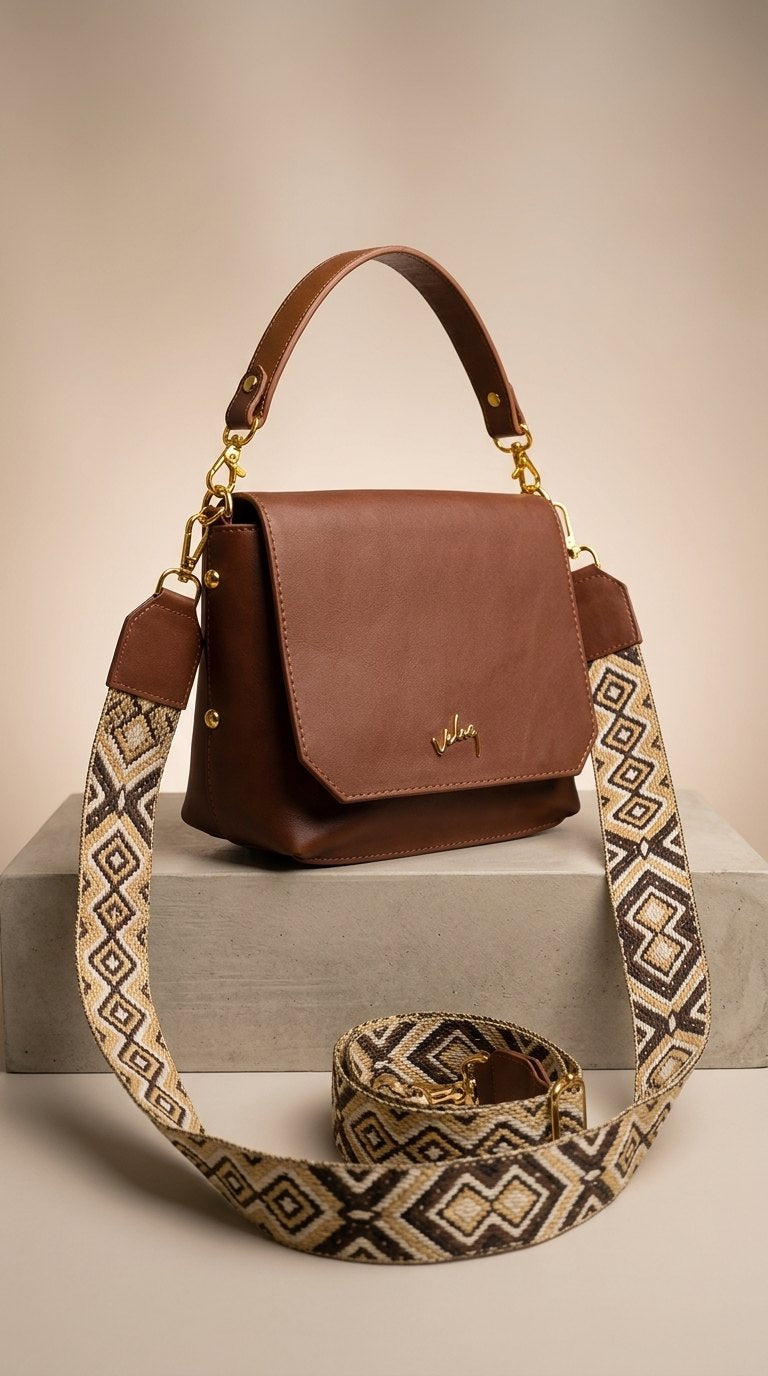 Bolso Carriel Dacota Dama en cuero cafe - editorial